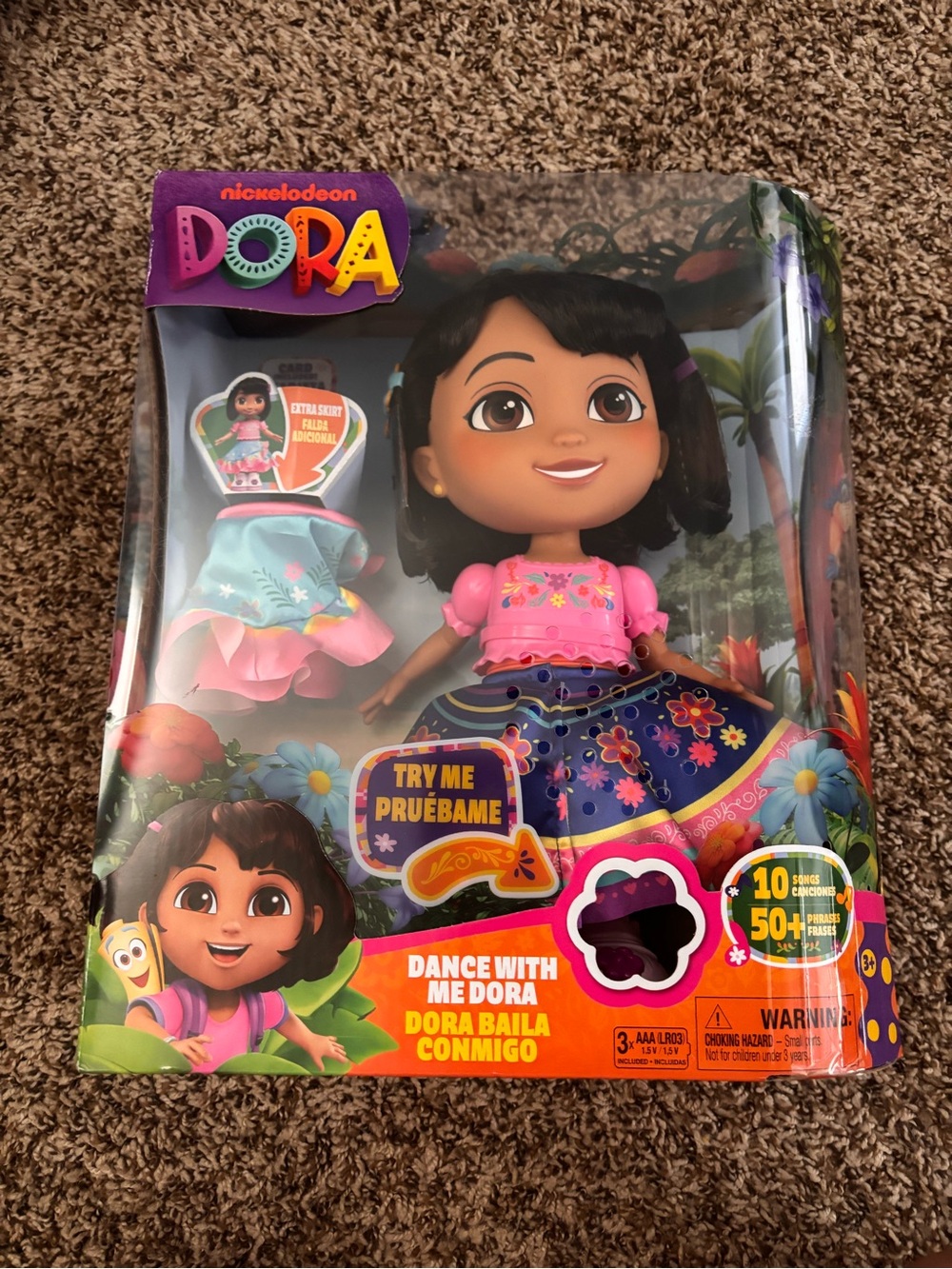 Nickelodeon Dancing & Singing Dora Doll in Pink Top & Navy Floral Skirt